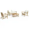 vidaXL 4 tlg. Garten Lounge Set mit Cremeweißen Kissen Produktbild-Vorschau 3
