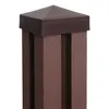 A close-up of the top of a brown WPC fence post with a cap. Náhled obrázku produktu