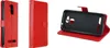 Three views of a red flip-style phone case against a white background. Podgląd zdjęcia produktu
