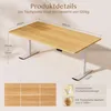 A desk with dimensions and features highlighted. Produktbild-Vorschau