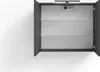 An open medicine cabinet with two glass shelves and a light fixture above. The cabinet is mounted on a white wall. Náhled obrázku produktu