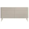 A modern dresser with six drawers on slanted metal legs, presented against a white background. Anteprima dell’immagine prodotto