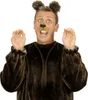 A person wearing a bear costume with ears and a nose accessory, posing with hands raised. Produktbild-Vorschau