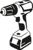 A black and white illustration of a cordless drill. Voir les images du produit