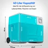 A diagram of a mobile electric cooler box with dimensions indicated. Produktbild-Vorschau