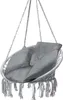 A hanging chair with cushions, suspended by ropes against a white background. Produktbild-Vorschau