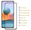 A screen protector for a smartphone is shown with feature callouts. Produktbild-Vorschau