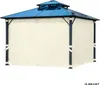 A beige gazebo with a blue roof. Produktbild-Vorschau