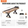 A shuffleboard table with its accessories and specifications laid out. Náhľad obrázku produktu