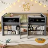 Letto a mezza altezza Sweiko, 90x200cm, Ripiani multipli, Anteprima dell’immagine prodotto 3