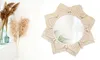 A split image showing dried pampas grass in vases on the left and a macrame mirror on the right. Podgląd zdjęcia produktu