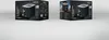 Two boxes of a black toaster are displayed side-by-side against a light gray background. Voir les images du produit