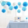 YBwanli 24er Pompons Deko Blau - Hochzeitsdeko Einschulung Produktbild-Vorschau 4