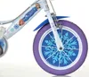 Close-up of the front wheel and part of the frame of a child's bicycle. Voir les images du produit