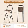 Diagrams showing the dimensions and specifications of two folding bar stools. Produktbild-Vorschau