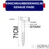 Diagram showing the dimensions and specifications of a screw-in ground sleeve. Produktbild-Vorschau