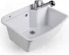 A white sink with a chrome faucet against a white background. Produktbild-Vorschau