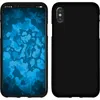 A split image showing the front and back of a black phone case on a white background. Produktbild-Vorschau