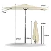 Diagram showing dimensions of a rectangular patio umbrella and its components. Produktbild-Vorschau