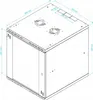 A technical drawing of a server rack with dimensions indicated. Voir les images du produit