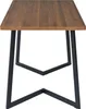 A side view of a rectangular dining table with a wooden top and black metal legs. Podgląd zdjęcia produktu