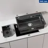 Edelstahlspüle schwarz 70x45cm mit Stufen, Kratzfest & Produktbild-Vorschau 4