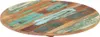 A round tabletop made of reclaimed wood with painted accents in various shades of green and blue, shown from a slightly elevated angle against a white background. Anteprima dell’immagine prodotto