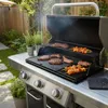 A barbecue grill with food cooking on it in a backyard setting. Anteprima dell’immagine prodotto