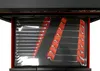 A close-up view of a tool drawer containing a set of wrenches organized in a black and red tray. Produktbild-Vorschau