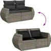vidaXL Gartensofa 2-Sitzer mit Kissen Grau Poly Rattan Produktbild-Vorschau 8