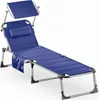 Chaise longue en aluminium bleu Bari XXL 210cm pare-soleil Voir les images du produit 1