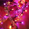A skeleton decorated with purple and orange LED string lights. Produktbild-Vorschau
