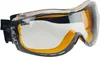 A pair of clear safety goggles with yellow accents. Produktbild-Vorschau