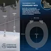 Diagrams and text explaining the features and dimensions of a toilet seat. Anteprima dell’immagine prodotto