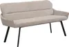 A studio shot of a beige bench with black legs against a white background. Produktbild-Vorschau