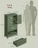A diagram showing the dimensions of a green cabinet, with silhouettes of two people for scale. Náhled obrázku produktu