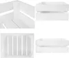 A collage of four images showing different views of a white wooden crate. Produktbild-Vorschau