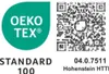 OEKO-TEX STANDARD 100 certification logo and QR code. Produktbild-Vorschau