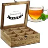 Teebox 9 Fächer Holz Teekiste Teebeutelbox Tee Produktbild-Vorschau 5