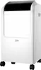 A white portable air cooler with a black top panel and controls, shown on wheels. Voir les images du produit