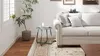 A living room scene with a sofa, rug, plant, and a small green side table. Produktbild-Vorschau