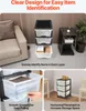A collage of images showing a multi-drawer storage unit in different settings, highlighting its features. Produktbild-Vorschau
