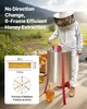 A beekeeper in a protective suit is using a honey extractor outdoors, with jars of honey visible. Anteprima dell’immagine prodotto