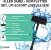 A marketing image showing a telescopic washing brush set with its components listed. Produktbild-Vorschau
