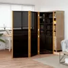 vidaXL 3-tlg. Raumteiler Schwarz 210x180 cm Produktbild-Vorschau 2