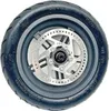 A close-up view of a scooter wheel with a disc brake. Produktbild-Vorschau