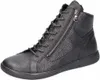 A black leather high-top boot with laces and a side zipper is shown against a white background. Anteprima dell’immagine prodotto