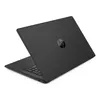 A black HP laptop is shown from a diagonal top-down view, with the lid open and the keyboard visible. Produktbild-Vorschau