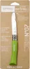 A green Opinel N°07 My First Opinel knife is presented in its retail packaging. Podgląd zdjęcia produktu