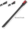 A black vacuum cleaner extension wand with red buttons is shown against a white background. A measurement of 43 cm/17 inch is indicated. Produktbild-Vorschau